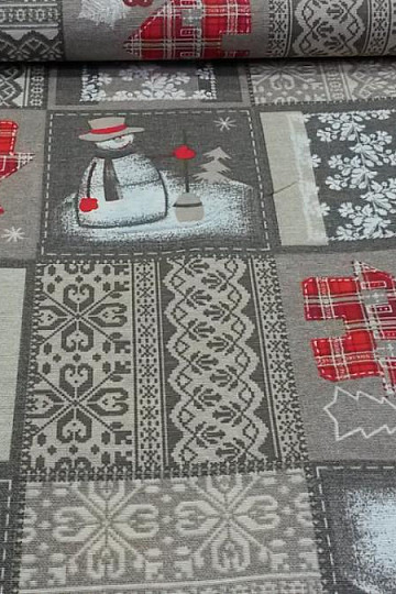 Vianočné dekoračné látka Snehuliak I