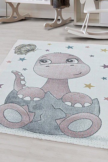 Luxusný detský kusový koberec FUNNY DINOSAURUS RUŽOVÝ
