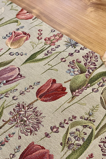 Gobelínový obrus, šál Jar-tulipány