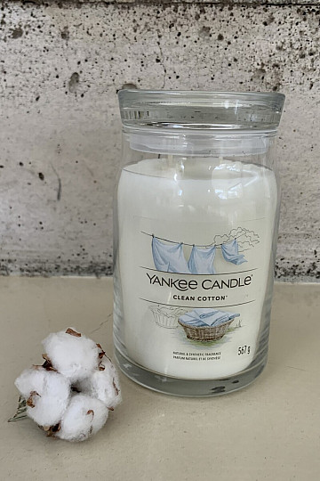 sviečka YANKEE CANDLE vôňa CLEAN COTTON SKLO VEĽKÉ 2 KNOTY