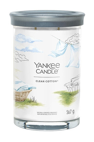 sviečka YANKEE CANDLE vôňa CLEAN COTTON TUMBER VEĽKÝ 2 KNOTY
