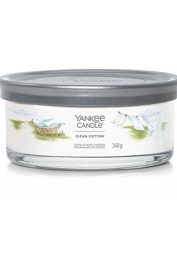 sviečka YANKEE CANDLE vôňa CLEAN COTTON TUMBER STREDNÁ 5 KNOTOV
