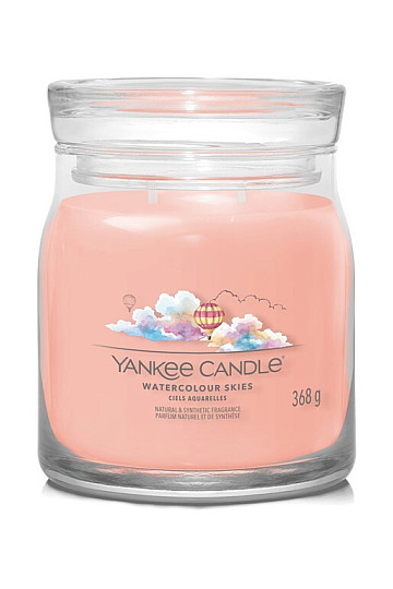 sviečka YANKEE CANDLE vôňa WATERCOLOUR SKIES SKLO STREDNÉ 2 knôty