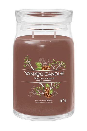 sviečka YANKEE CANDLE vôňa PRALINE a BIRCH SKLO VEĽKÉ 2 knôty