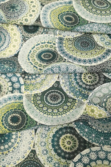 Dekoračná látka MANDALA modro zelená