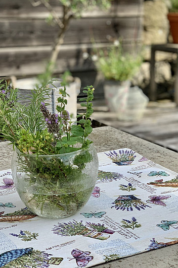 Gobelínový ubrus a šál LAVANDER GARDEN 2