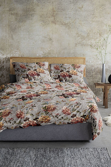 IRISETTE luxusné flanelové obliečky ZOBEL 8552-11 KVETY šedé