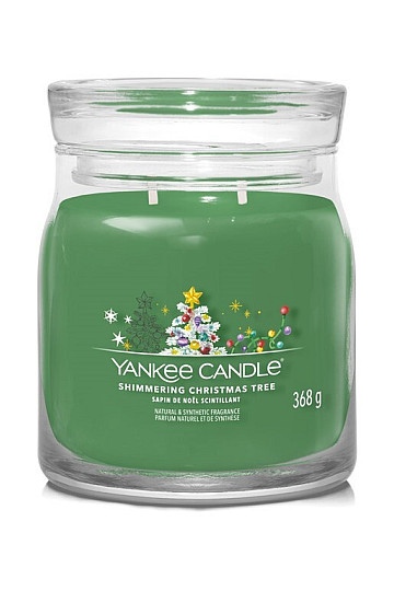 sviečka YC vôňa SHIMMERING CHRISTMAS TREE SKLO STREDNÉ 2 knôty