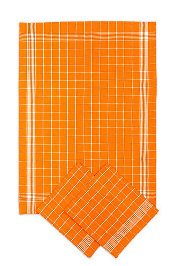 Bavlnené utierky NEGATÍV ORANŽOVÉ KÁRO