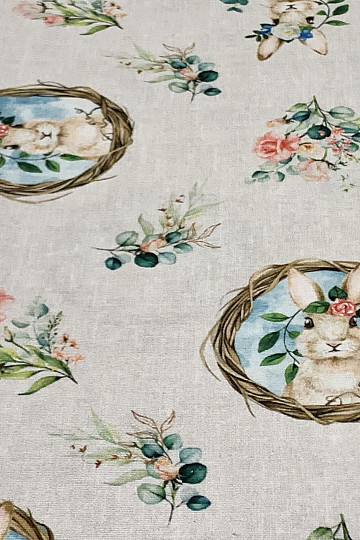 Dekoračná látka VEĽKONOCIA ZAJAČICA s ruží