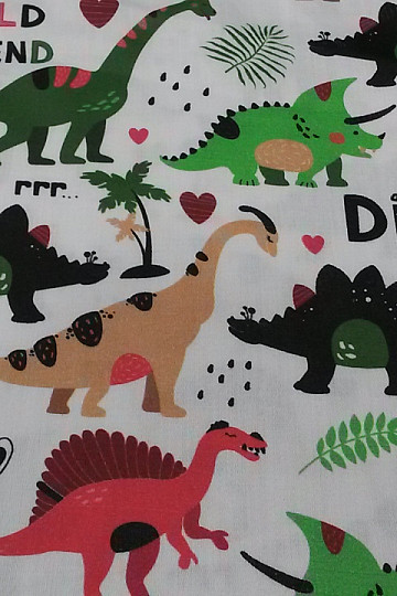 Detský bavlnený satén DINOSAURI digitálna potlač