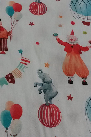 Detský bavlnený satén CIRKUS digitálna potlač