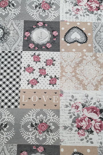 Dekoračná látka LIA sivá patchwork