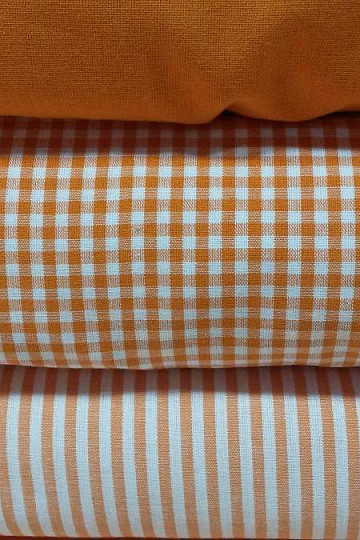 Dekoračná látka oranžový prúžok 5mm