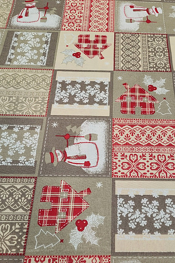 Vianočná dekoračná látka SNEHULÁK I