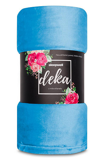 Deka SLEEP WELL mikroflanel krátký vlas - modrá svetlá