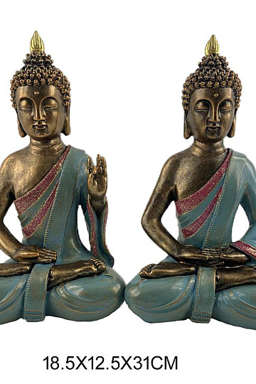 Soška BUDDHA-TURQUOISE 18.5x12x31 cm