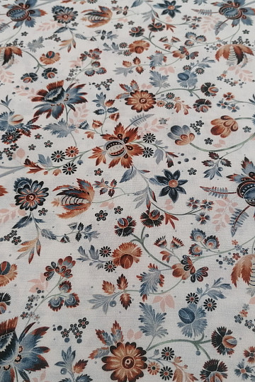 Bavlnená látka VARANASI Kalamkari biela