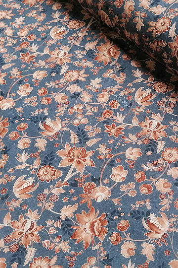 Bavlnená látka VARANASI KALAMKARI modrá
