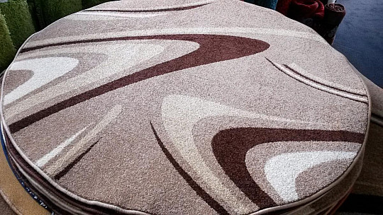 koberec kruh COFFEE béžový