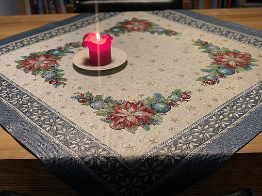 Vianočné gobelínové obrusy a šály VIANOČNÉ HVIEZDA II modrá