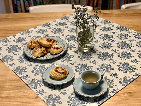 Obrus a šál TOSCANA VALERY kvet modrý