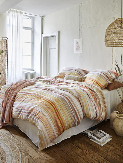 IRISETTE luxusný bavlnený satén MAGIC 50 oranžové pruhy