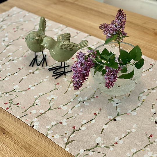 Obrus a šál VETVIČKY NOA malé ružové