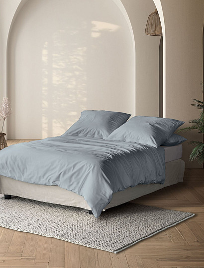 IRISETTE luxusný bavlnený satén PARIS 8000-20 MODROSIVÁ