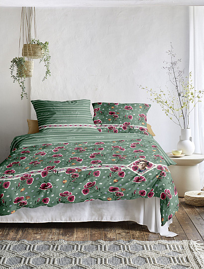 IRISETTE luxusný bavlnený satén FRIDA KAHLO - VLČIE MAKY