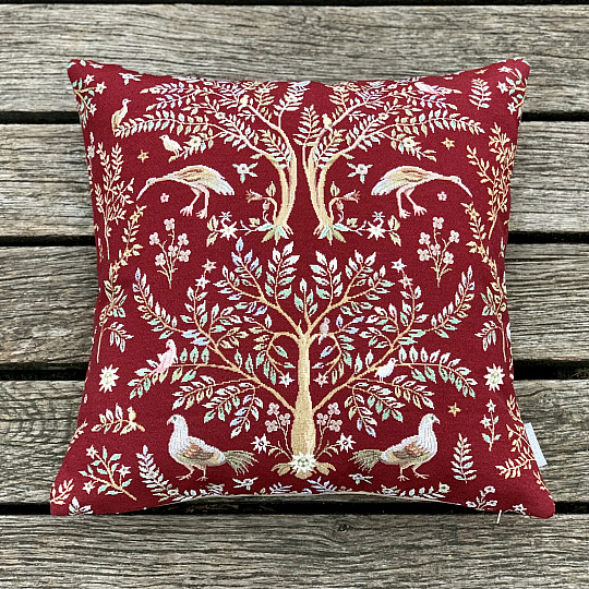 Gobelínový obliečka na vankúš WILLIAM MORRIS bordová - celoplošná
