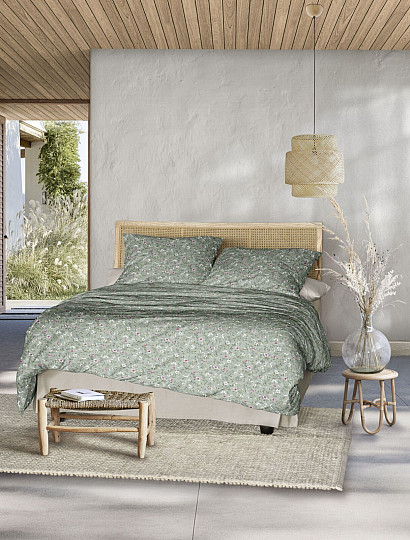 IRISETTE luxusný bavlnený satén TOKIO 8567-30 ZELENÁ