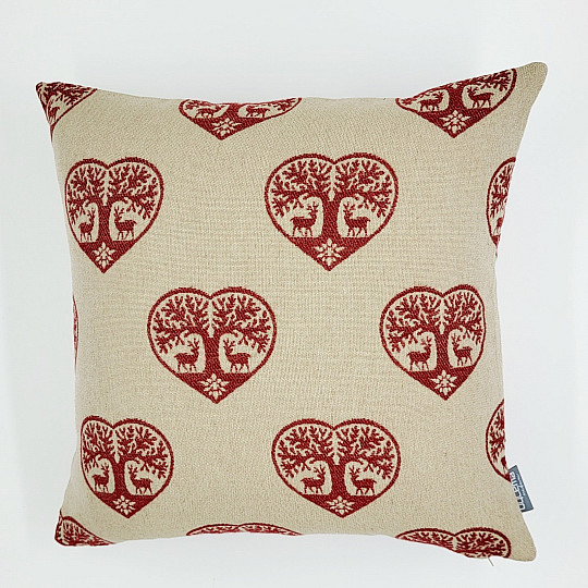 Luxusný dekoračný povlak SRDCE S JELENY červený B