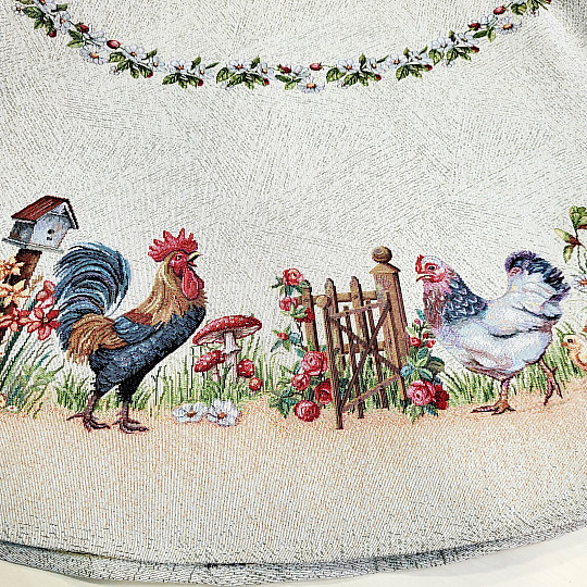 Gobelínový obrus okrúhly KOHÚT PRI PLOTE