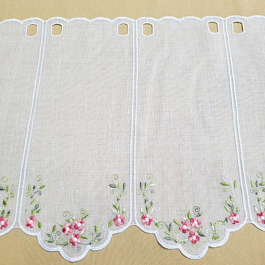 Vitrážová záclona KVETY RUŽOVÉ