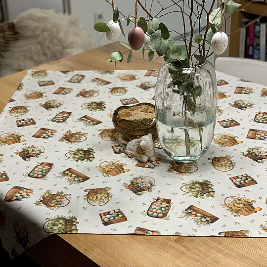 Veľkonočný obrus a šál FAREBNÉ VAJÍČKA