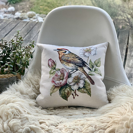 Gobelínový obliečka na vankúš STEHLÍK NA JABLONI