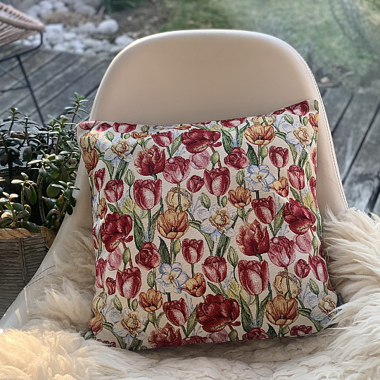 Gobelínový obliečka na vankúš TULIPÁNY NAOMI