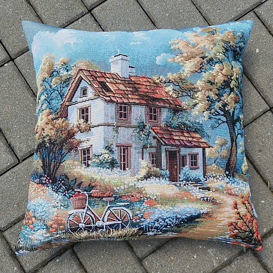 Gobelínový obliečka na vankúš DOM A KOLESO