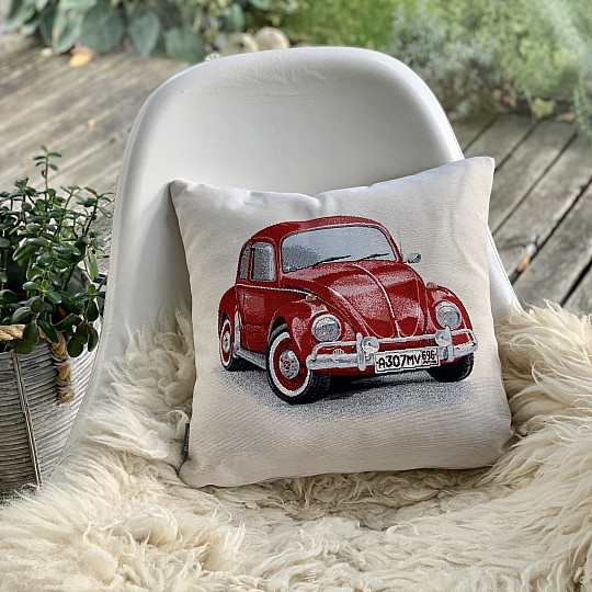 Gobelínový obliečka na vankúš VW BROUK ČERVENÝ