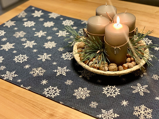 Gobelínový ubrus a šál MODRÁ VLOČKA