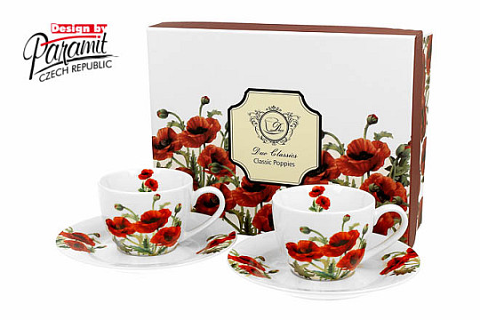 Classic poppies šálka s tanierikom set 90 ml