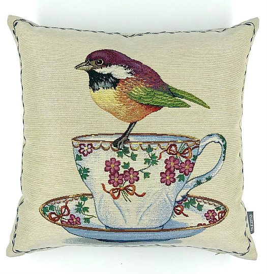 Gobelínová obliečka na vankúš BIRDS and CUP 2