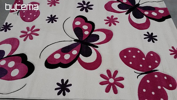 Detský kusový koberec Motýliky krémový