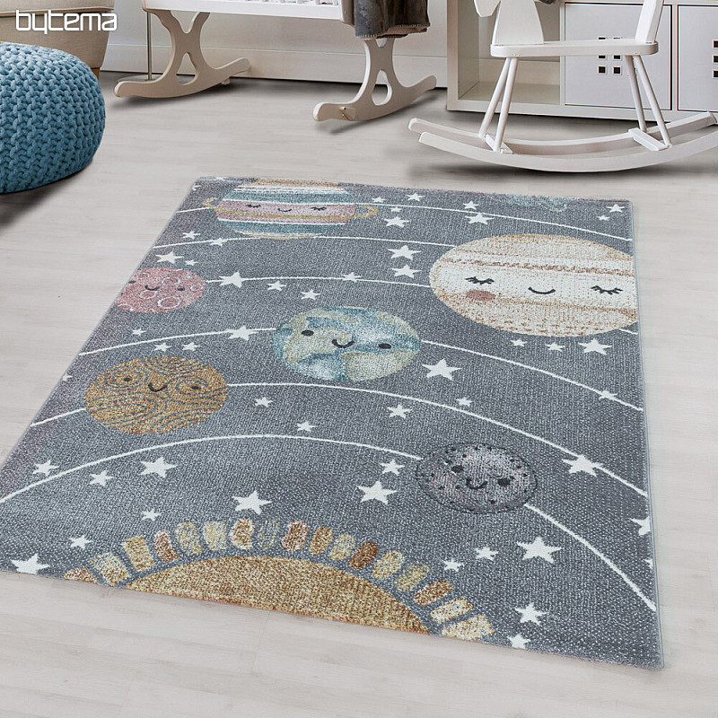 Luxusný detský kusový koberec FUNNY vesmír šedý