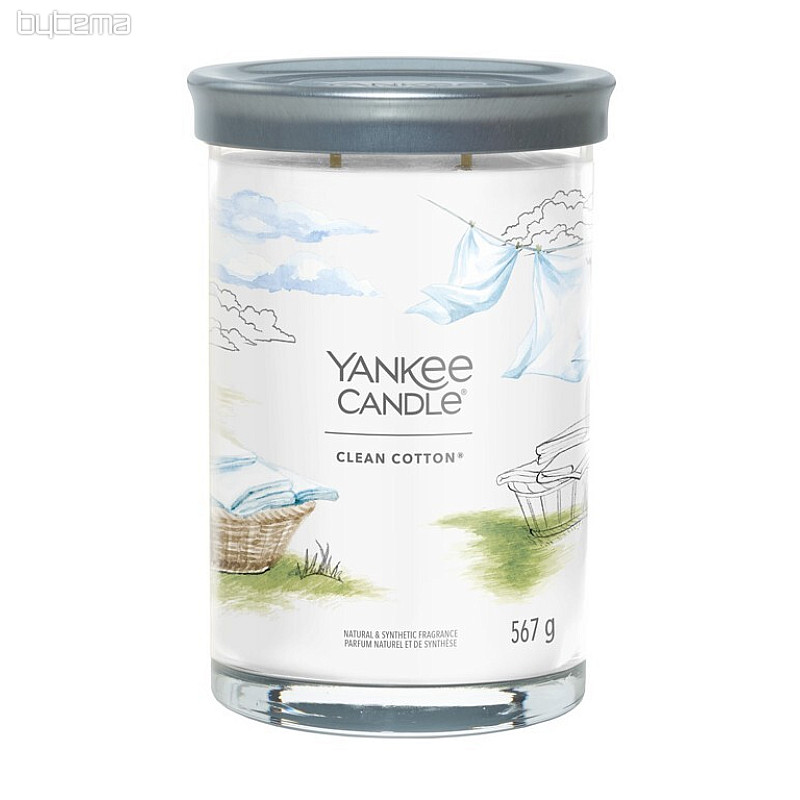 sviečka YANKEE CANDLE vôňa CLEAN COTTON TUMBER VEĽKÝ 2 KNOTY