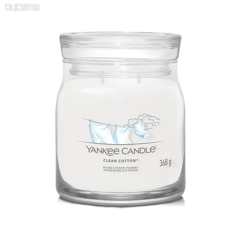 sviečka YANKEE CANDLE vôňa CLEAN COTTON SKLO STREDNÉ 2 KNOTY