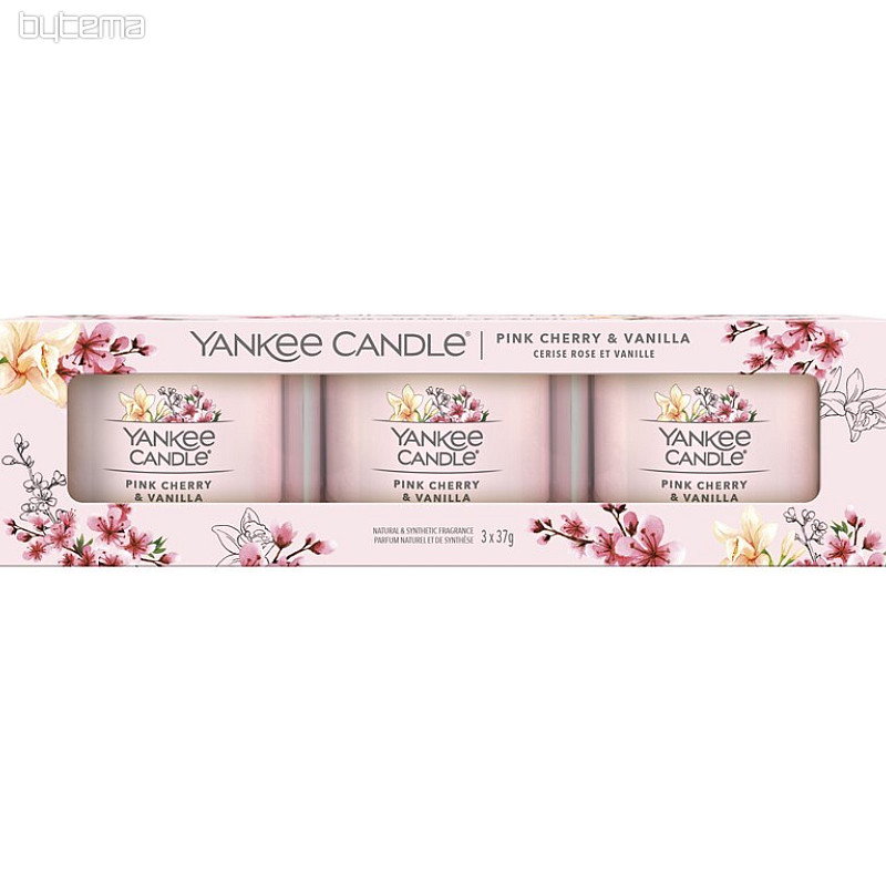 sviečka YANKEE CANDLE vôňa PINK CHERRY & VANILLA SADA 3 kusů
