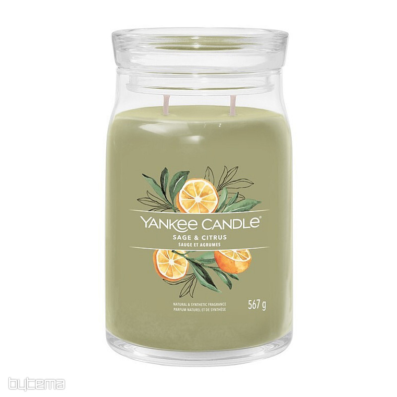 sviečka YANKEE CANDLE vôňa SAGE a CITRUS SKLO STREDNÉ 2 knôty