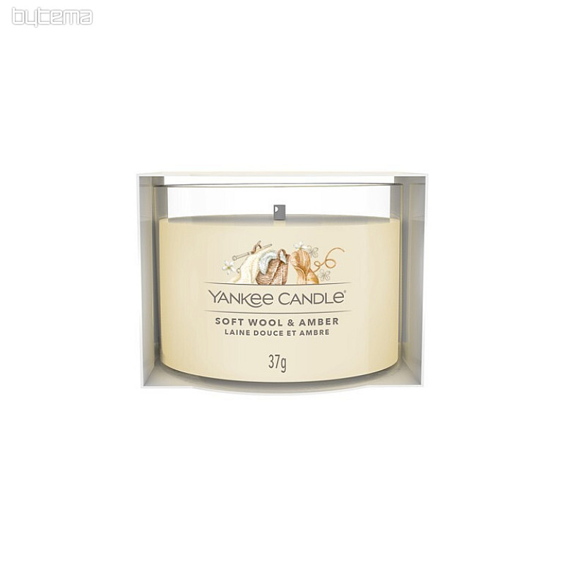 sviečka YANKEE CANDLE vôňa SOFT WOOL a ANBER V SKLE 37g